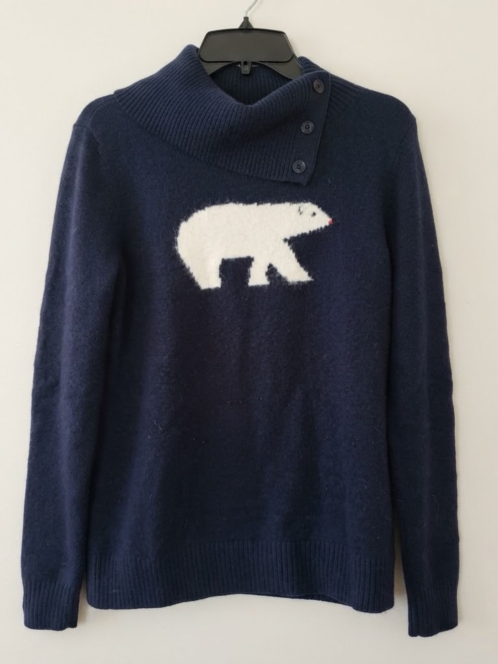 Talbots Navy Cowl Neck Sweater with White Polar Bear